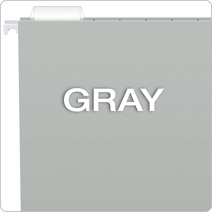 Pendaflex Recycled Hanging Folders, Letter Size, Gray, 1/5 Cut, 25/BX (81604)