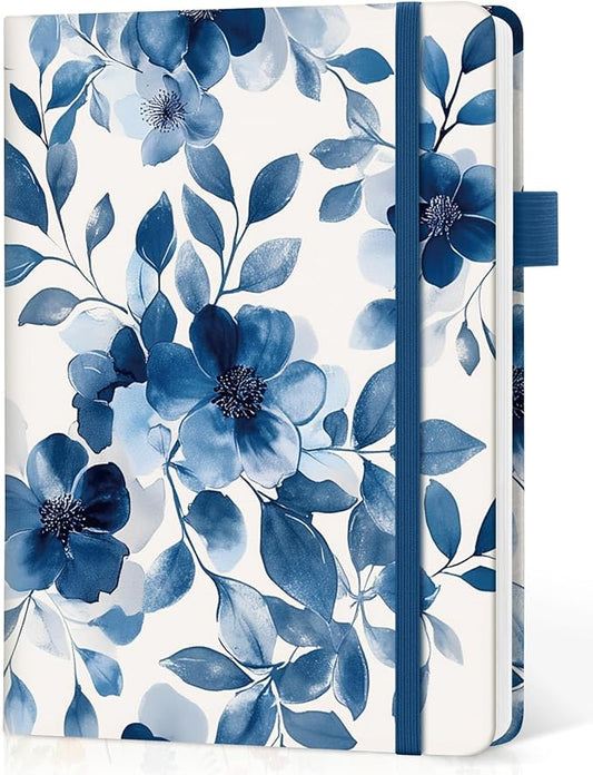 Lined Journal Notebook for Women & Men, Hardcover Leather Journal for writing, A5 College Ruled Notebook for Work & Note Taking, Perfect for Office School Home Supplies, 160 Pages, Watercolor Petal