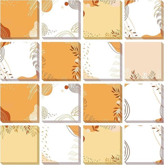 16 Pieces Fall Sticky Notes Fall Boho Style Design Self-Adhesive Note Pads Sticky Memo Notes for School Office Home Supplies Students Teachers Present