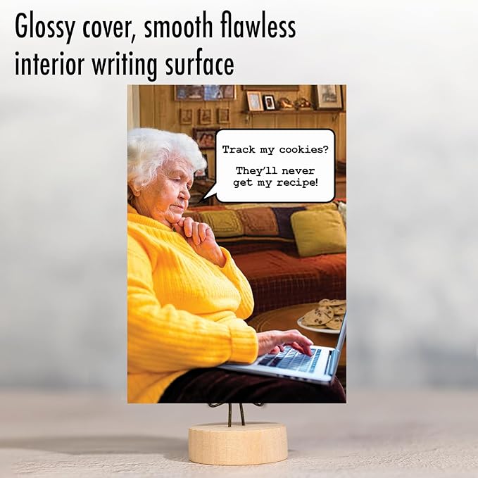 NobleWorks - Funny Happy Birthday Note Card with Envelope (4.63 x 6.75 Inch) - Bday Greeting Card for Women and Men - Congrats Bday Celebration Notecard - Track Cookies C2384BDG