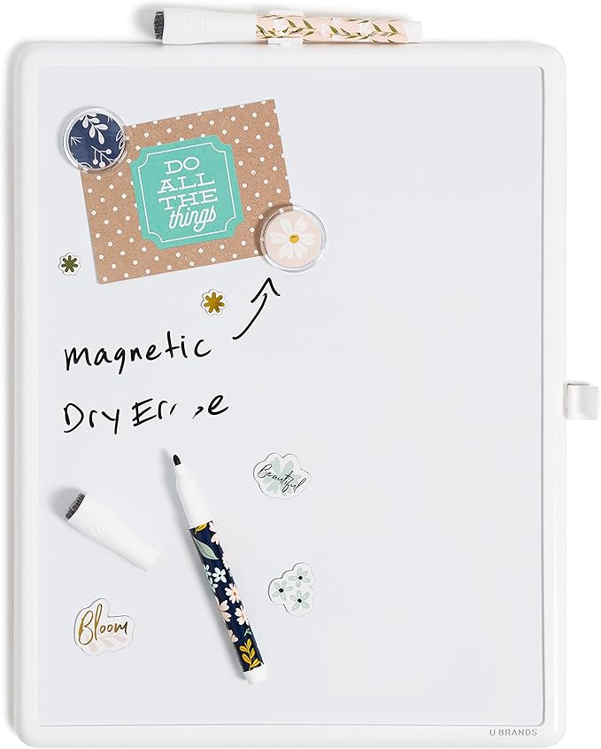 U Brands Contempo Magnetic Dry Erase Board Kit, Set of 19, 11”x14”, Fall Floral, Includes Magnets, Markers