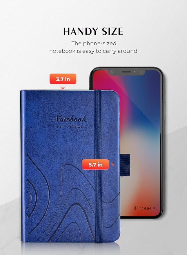 AISBUGUR Pocket Notebook, Small Notebook, 2-Pack Total 320 Pages,3.7" x 5.7" Pocket Notebook (2 Pack, Dark Blue)