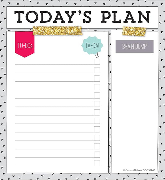 Carson Dellosa Today's Plan Notepad, 50 Sheet Note Pad With Lined Paper for To Do List and Checklist, Classroom Organization Stationary, Desk Accessories and Office Supplies
