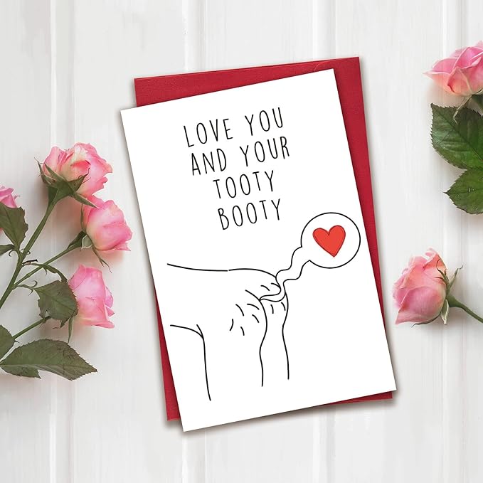 Cheeky Tooty Booty Anniversary Card, Funny Anniversary Card for Husband Boyfriend, Romantic Anniversary Card Gift for Couple, Lovely Valentine's Day Gifts for Him Her
