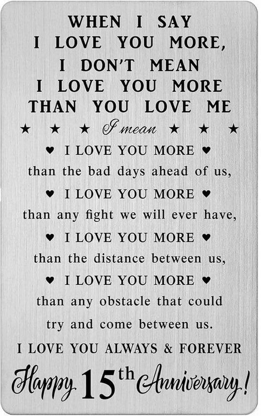 CPLJW 15 Year Anniversary Card Gifts for Him Her, Steel Gifts for Men for 15th Anniversary, 15 Wedding Anniversary Wallet Card Gifts