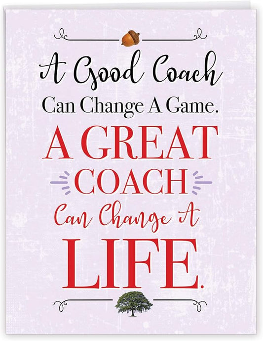 NobleWorks - 1 Jumbo School Coaches Thank You Greeting Card From US from Everyone w/Envelope (8.5 x 11 Inch) Team Sports Gratitude, Teacher and Mentor Notecard - Life Changing Coach J3127TYG-US