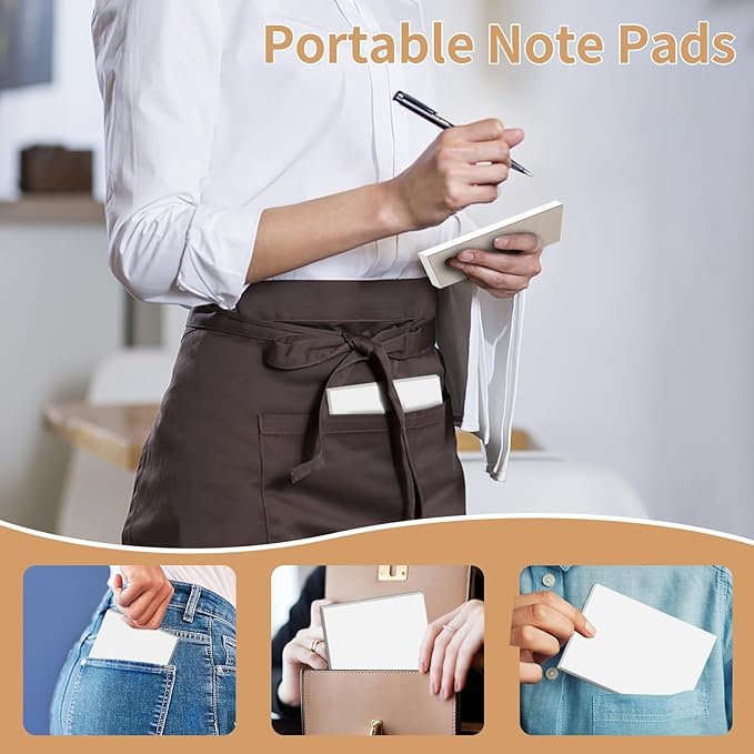 Note Pads 4x6 In, 10 Pack Blank Server Notepad, 50 Sheets Per Scratch Memo Pads for Grocery Shopping To Do Lists, Small White Paper for Writing Quick Notes Work Home Office