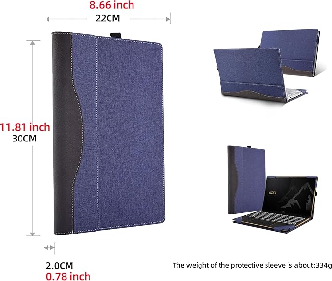 Laptop Cover for MSI Summit E13 Flip Evo Professional Laptop A11MT-022 /Summit E13 Flip Evo A12M / E13 FlipEvo A13MT 13" PU Leather Inside Pocket Cover (Blue)