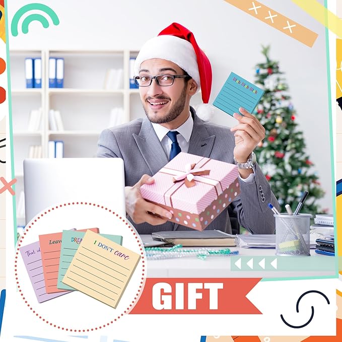 Yinder 24 Pcs Inspirational Sticky Notes with Lines Cute Motivational Sticky Notes Pad Employee Appreciation Gifts Bulk for Teacher Nurse Coworkers Office Supplies 3 x 3''(Light Color,Funny)