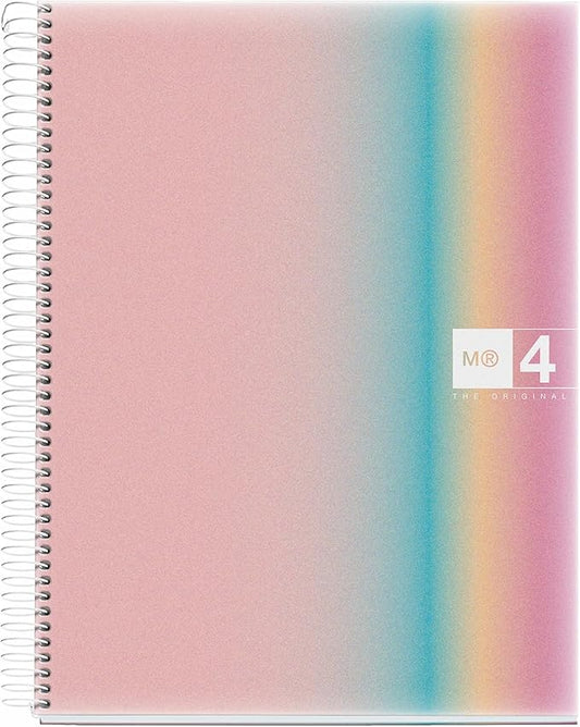 M MiquelRius, Lined 4 Subject Notebook, 11" x 8.5", 120 Perforated Sheets, Colored Sections, 3 Hole Punched,West Bay Design Cardboard Cover