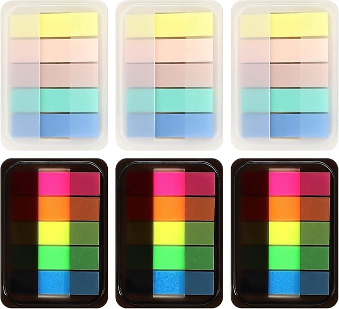 600 Pieces Sticky Index Tabs Page Flags, ALOTCHE Transparent Sticky Notes with Box Book Sticky Tabs for Annotating Books Page Marks Bookmarks Classify File