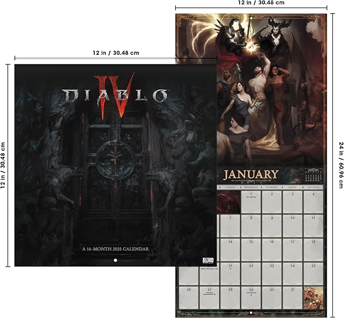 2025 Diablo 4 Wall Calendar & Push Pins
