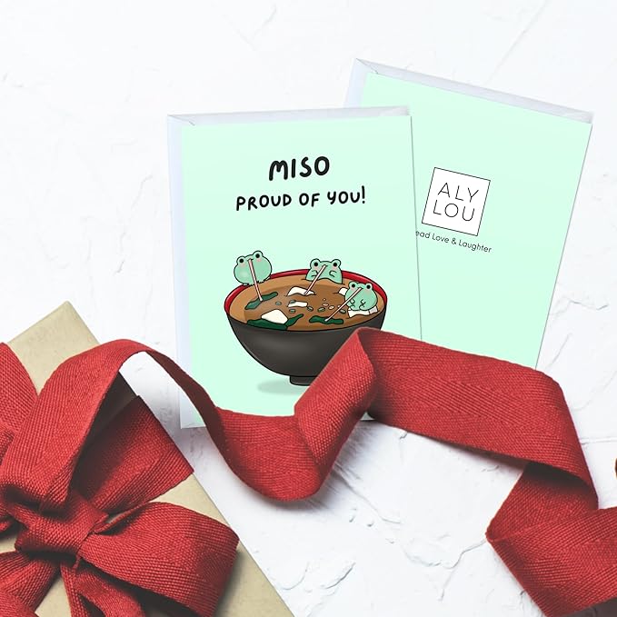 ALY LOU Funny Graduation Card, Congratulations Congrats Card for Him/Her, Funny Grad Card for New Job Promotion, New Home, Wedding Celebration (Miso Proud)