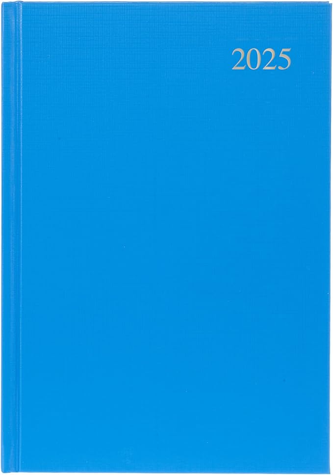 Collins Essential 2025 Business Diary - A4 Day to a Page Planner with Leathergrain Hardback Cover - Light Blue - ESSA41.57-25