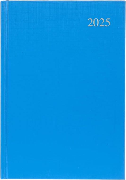 Collins Essential 2025 Business Diary - A4 Day to a Page Planner with Leathergrain Hardback Cover - Light Blue - ESSA41.57-25