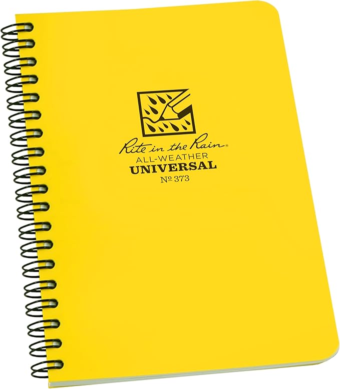 Rite in the Rain Weatherproof Side Spiral Notebook, 4.625" x 7", Yellow Cover, Universal Pattern (No. 373)