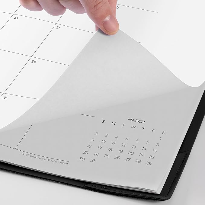 Cabbrix Simplified Desk Calendar 2025-2026 with Desktop Mat, Desk Pad Calendar Large 21" x 16-1/2" Runs from Jan 2025 to Jun 2026, Monthly Desktop Calendar for Home School and Office (Black)
