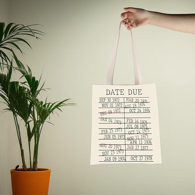 Library Book Date Due Book Sleeve Gift Book Bag Gift for Book Lover Librarian Gift Bookish Gift (Date Due Tote Bag)