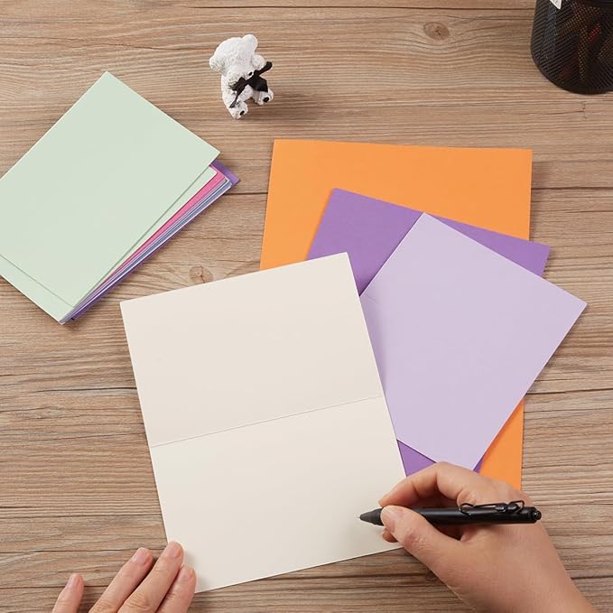 50 Pack Blank Cards Folded Cardstock Thank You Blank Greeting Cards for Invitations, Wedding, Greeting Cards, All Occasion DIY (Multicolor, 5x7)