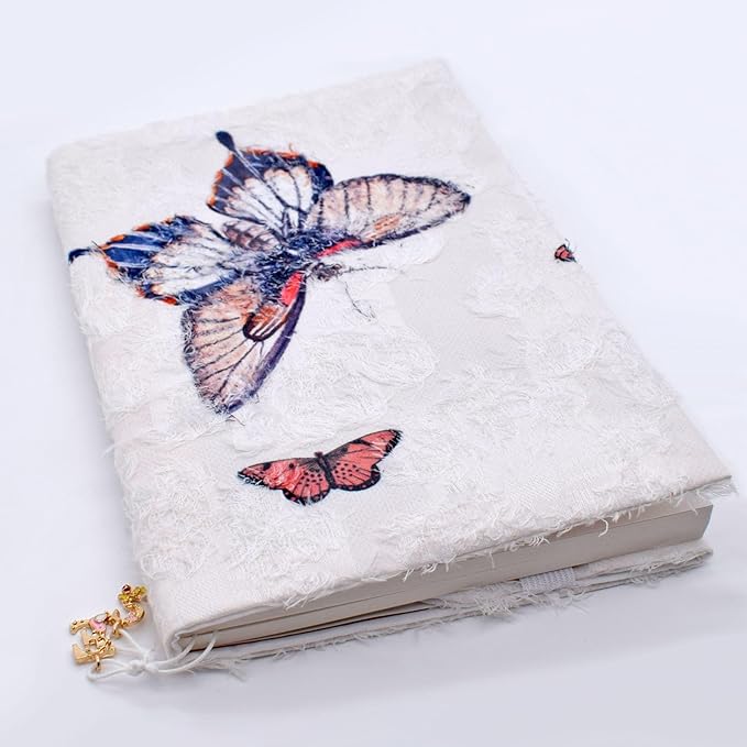BLBMH Butterfly Book Covers for Paperbacks Book Cover Fit for 5.5x8.5 inch Adjustable Book Sleeve Cover for A5 Books Softcover Protector for Notebook Bible - Beige