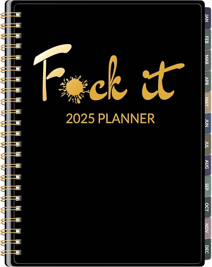 2025 Fuck It Planner for Tired-Ass Women, 6.4" x 8.3", 12 Months Funny Weekly Organizer With Sweary and Badass Affirmation, White Elephant Gifts for Adults Funny, JAN - DEC 2025, Black