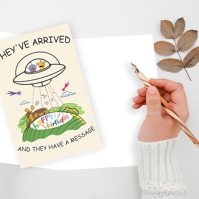 Cute Alien Themed Birthday Card Gift for Him, Her, Women Men, Husband, Wife, Boyfriend, Girlfriend, Son, Daughter – Fun Gift for Sci- Fi Lovers and Humor Enthusiasts