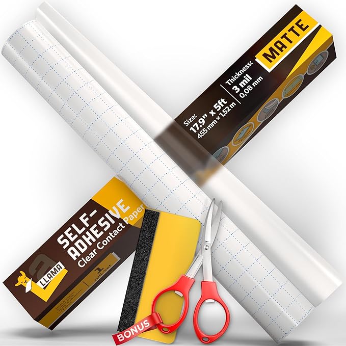Clear Matte Contact Paper - Multipurpose 18” x 5ft - Matte Self Adhesive Roll
