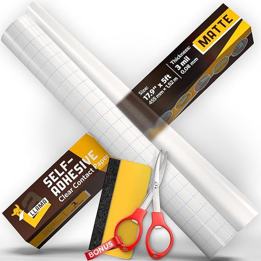 Clear Matte Contact Paper - Multipurpose 18” x 5ft - Matte Self Adhesive Roll