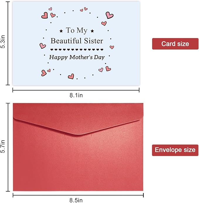 Funny Mother’s Day Card for Her, Beautiful Sister Mothers Day Card, Cute Mothers Day Gift for Sister, Happy Mothers Day Card for Wonderful Sister