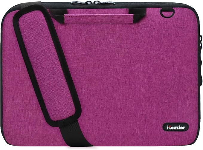 iCozzier 15-15.6 Inch Handle Laptop Briefcase Shoulder Bag Electronic Accessories Organizer Messenger Carrying Case Laptop Sleeve Protective Bag with Shoulder&Luggage Strap - Rose