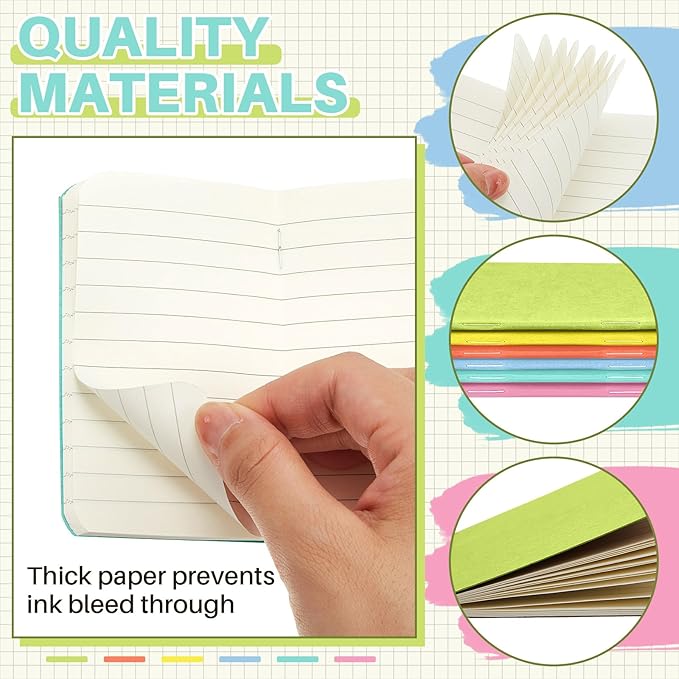Outus 36 Pcs Pocket Notebook Mini Journal 2.5" x 4" Kraft Paper Mini Notepad Bulk Softcover Pocket Notepad Memo Diary Subject Notebooks for Student Traveler School(Candy Color)