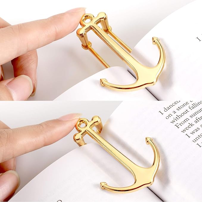 Creative Anchor Bookmark for Reading Hands Free Metal Bookmark Page Holder Book Holder Students Teachers Graduation Gifts School Office Supplies (Black)