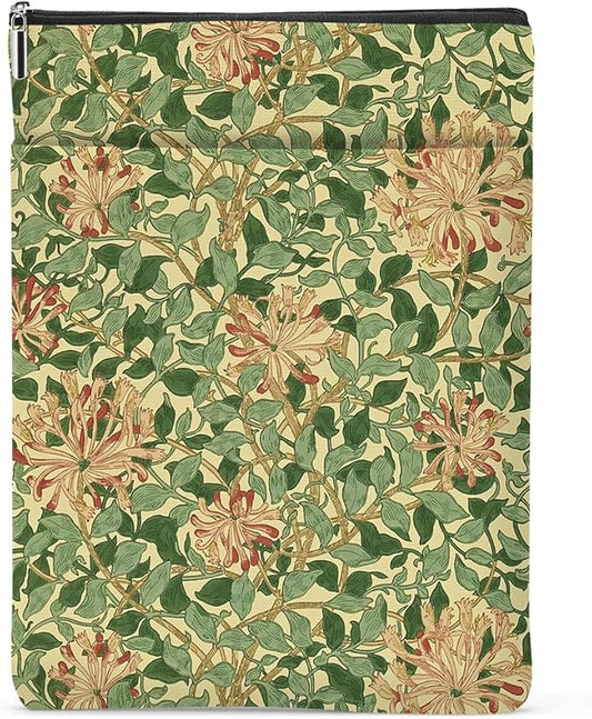 Retro Floral Book Sleeve Book Cover Classic Flower Book Protector with Zipper Christmas Birthday Book Club Gifts Book Accessories for Women Sister Reader Librarian Girls Bookish Book Lovers Gifts