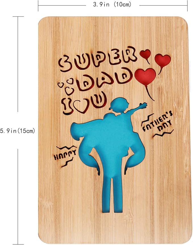 Happy Father's Day Card from Son,Cute Super Dad I Love You Handmade Card,Fathers Day Card from Daughter for Dad