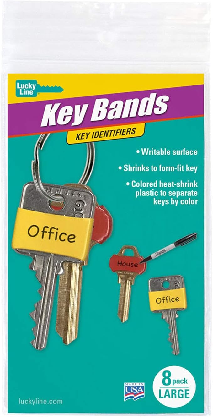 Lucky Line Colorful Key Bands - Key Identifiers (17208) Large 8pk