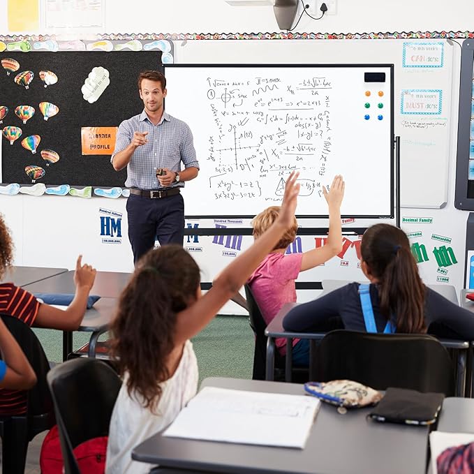 TANKEE White Board Height Adjustable - 48 x 32 Mobile Whiteboard on Wheels, Large Magnetic Double-Sided Rolling Dry Erase Board with Stand, Standing Whiteboard for Office School Home Classroom