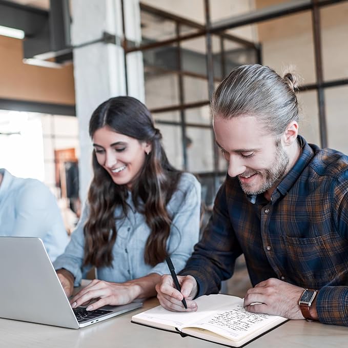 Lined Journal Notebook for Women Men A5 Hardcover Leather Journals College Ruled Notebooks 300 Pages 5.7 x 8.3 Inches Black