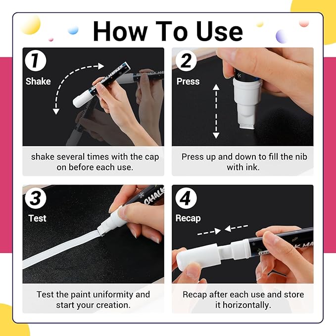 KERIFI Car Window Markers for Glass Washable, 10mm Jumbo White Liquid Chalk Markers for Holiday Wedding Decorations, Dry & Wet Erasable Bold Chalk Paint Pens for Chalkboard Blackboard Mirror, 3 Count