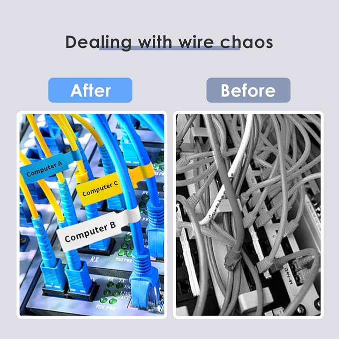 16 Sheet 480 Pcs Cable Labels Tags for Cable Management, Wmiwulien Colorful Waterproof Cord Labels Tags for Electronics, Self Adhesive Tear Resistant Wire Labels for Laser Printer and Handwriting