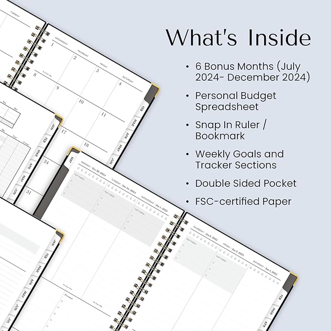 Blue Sky 2025 Weekly and Monthly Planner Calendar, January 2025 - December 2025, 5" x 8", Hardcover, Laminated Tabs, Wirebound, Storage Pocket, Slate Gray (Slate Gray- 2025, 5" x 8")
