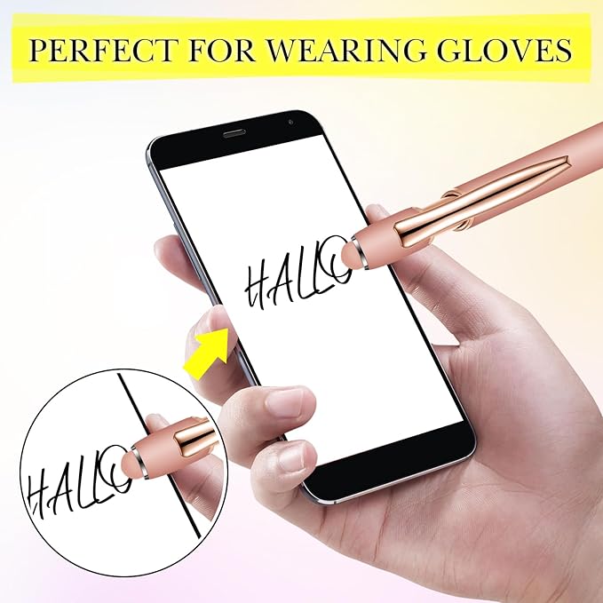 Zonon 38 Pieces Rubberized Ballpoint Pen with Stylus Tip Stylish Metal Pen Capactive Styli with Soft Rubberized Grip, Black Ink for Most Devices(Rose Gold)