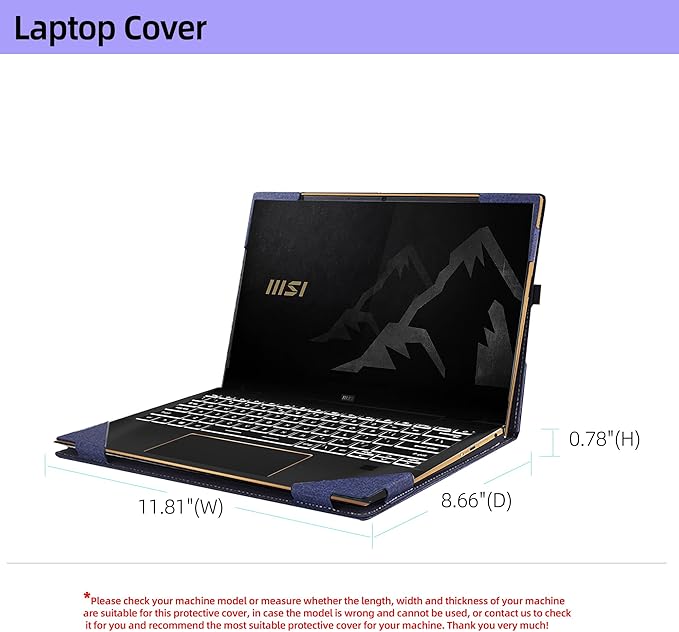 Laptop Cover for MSI Summit E13 Flip Evo Professional Laptop A11MT-022 /Summit E13 Flip Evo A12M / E13 FlipEvo A13MT 13" PU Leather Inside Pocket Cover (Blue)