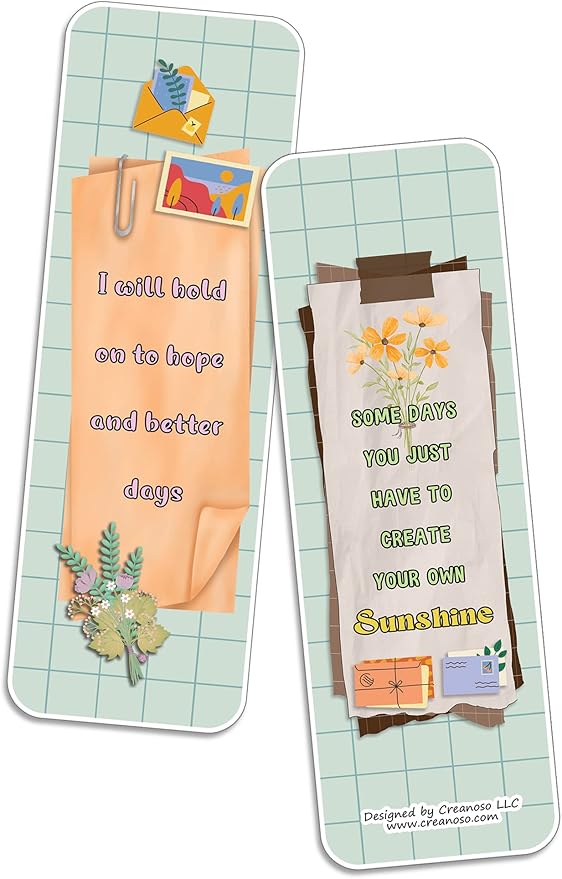Creanoso Grief and Loss Affirmation Bookmarks (20-Sets x 6 Cards) – Daily Inspirational Card Set – Interesting Book Page Clippers – Great Rewards for Adults and Professionals