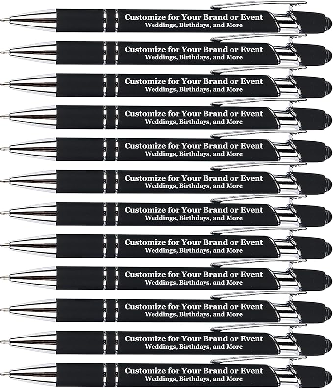 Up to 480 Pcs Personalized Pens in Bulk, Custom Metallic Printed Name Pens with Black Ink, Customized Pens Bulk with Stylus-Great Gift Ideas(Silver Barrel)