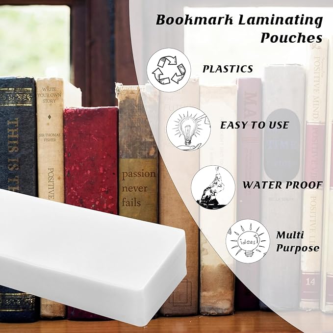 100Pieces Bookmark Laminating Pouches 2 * 8inch Hot Laminator Sleeves 5 Mil Compatible with Most Pouch Laminating Machines for Book Lovers Nature Lovers