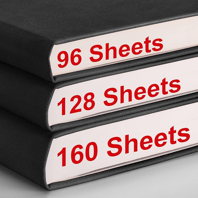 AHGXG Thick Journal Lined Notebook - 320 Numbered Pages Journal for Writing A5 Notebook College Ruled, 100gsm Lined Paper, Leather Hardcover, for Women Men Work Office School, 5.75'' X 8.38''-Black