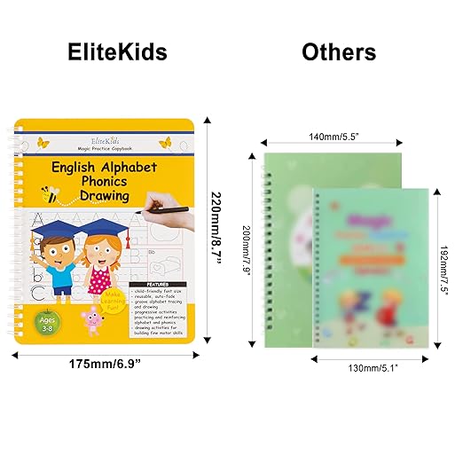 Magic Practice Copybook 6 Workbooks with Disappearing Ink Pens, Reusable Handwriting Practice for Kids, Calligraphy Practice Letter Tracing Books for Kids ages 3-5 (8.7×6.9in)