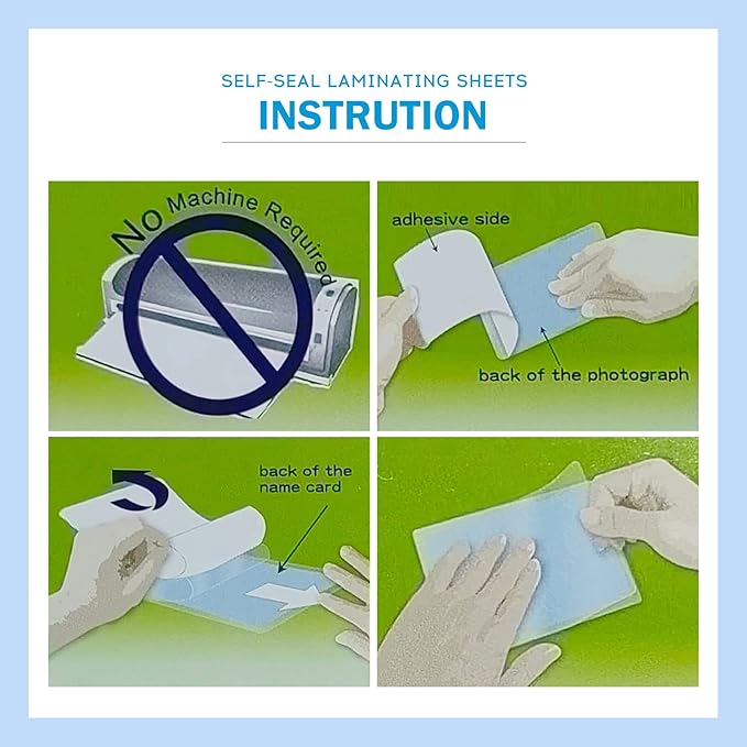 Uinkit Self Sealing Laminating Pouches Self Adhesive Laminating Sheets for Small Bussinesss Cards 2.6x3.9inches 50Pack 10Mil Thick Laminate Sheets Gloss Finish No Machine Need