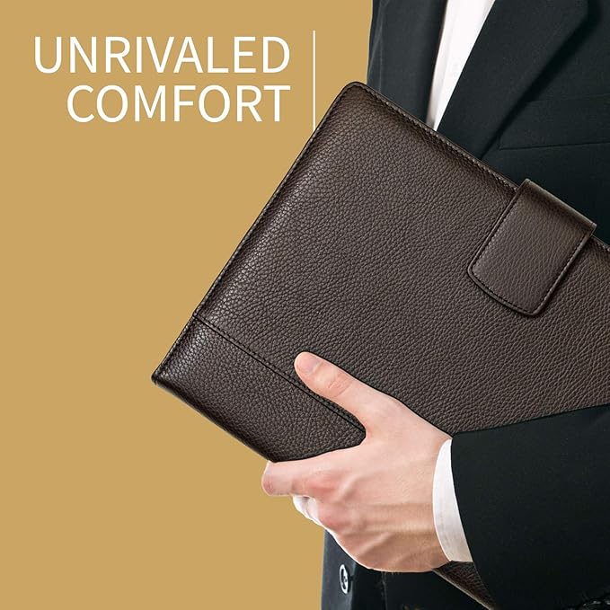 Maruse Italian Leather Executive Padfolio, Folder Organizer with Magnetic Closure and Writing Pad, Handmade in Italy, Dark Brown