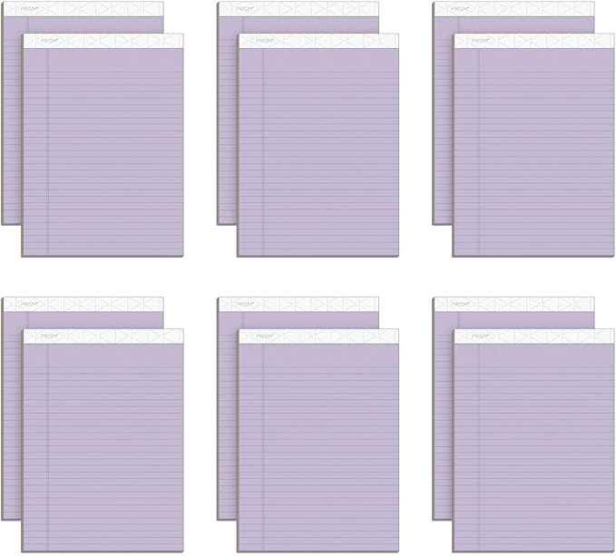 TOPS Prism Writing Pads, 8-1/2" x 11-3/4", Legal Rule, Orchid, Perforated, 50 Sheets, 12 Pack (63140)
